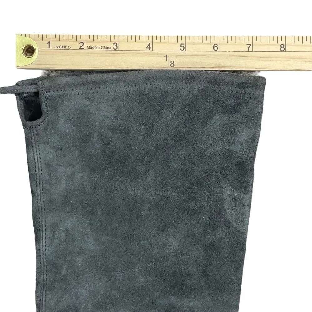 Stuart Weitzman Gray Suede Over-the-Knee Boots Sz‎ 7 Almond Toe Block Heel Shoes